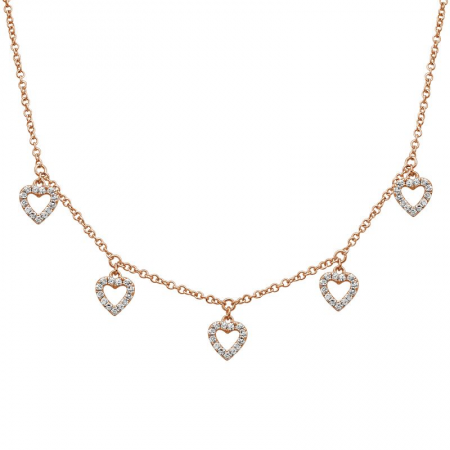 14k gold diamond open heart drop necklace