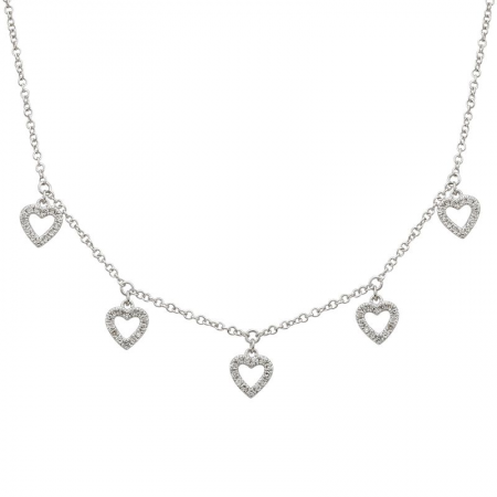 14k gold diamond open heart drop necklace