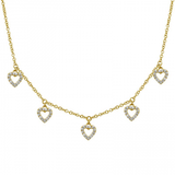 14k gold diamond open heart drop necklace