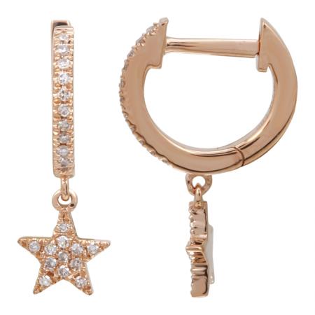 14k gold diamond star huggies