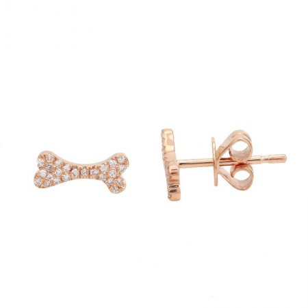14k gold diamond dog bone studs