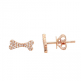 14k gold diamond dog bone studs