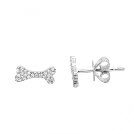 14k gold diamond dog bone studs