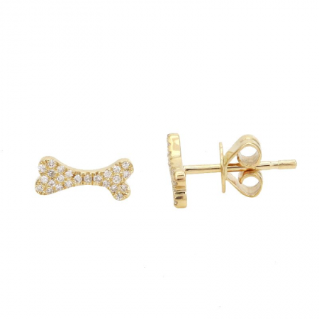 14k gold diamond dog bone studs