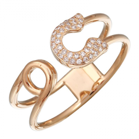 14k gold diamond safety pin ring – Ellie Jay