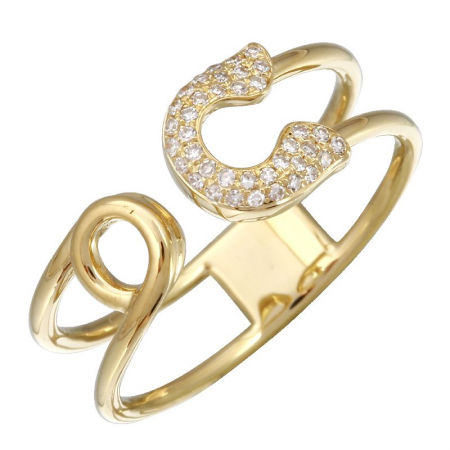 14k gold diamond safety pin ring