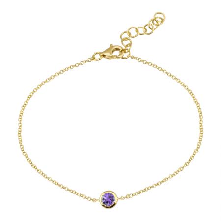 14k gold amethyst medium dot chain bracelet