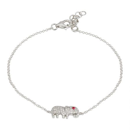 14k gold diamond elephant bracelet