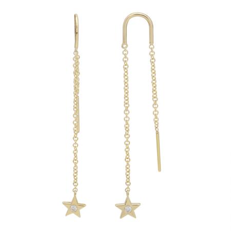 14k gold diamond star threader