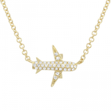 14k gold diamond airplane necklace