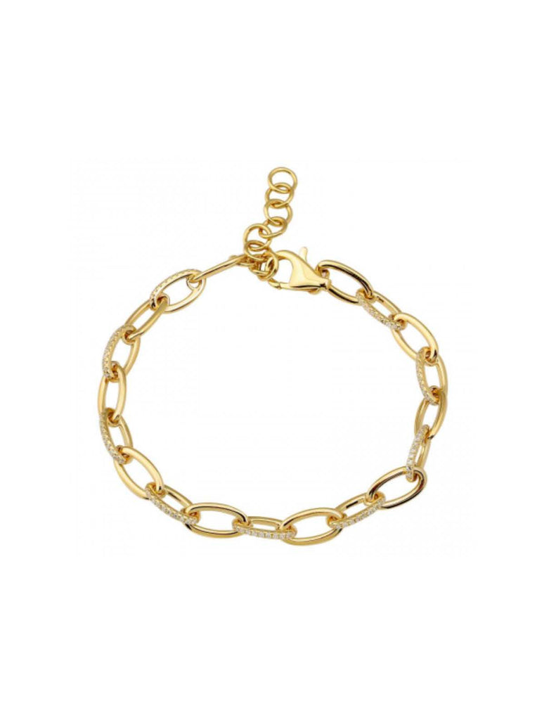 14k gold diamond link bracelet