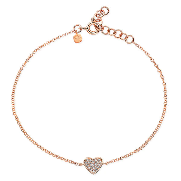 14k gold diamond heart bracelet