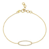 14k gold diamond oval bracelet