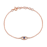 14k gold diamond sapphire evil eye bracelet