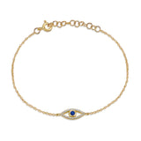 14k gold diamond sapphire evil eye bracelet