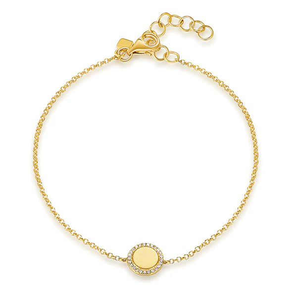 14k gold and diamond disk bracelet