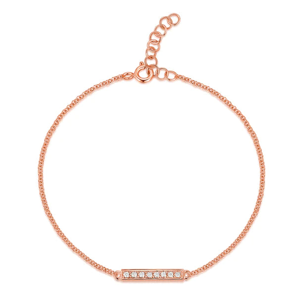 14k gold and diamond little bar bracelet