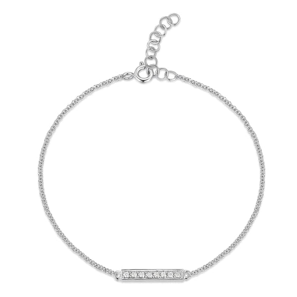 14k gold and diamond little bar bracelet
