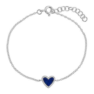 14k gold diamond blue lapis heart bracelet