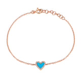14k gold diamond turq heart bracelet
