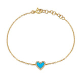 14k gold diamond and turquoise heart bracelet