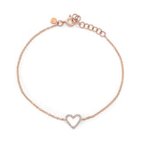 14k gold and diamond open heart bracelet