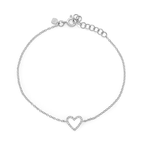 14k gold and diamond open heart bracelet