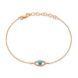 14k gold turq and diamond evil eye bracelet
