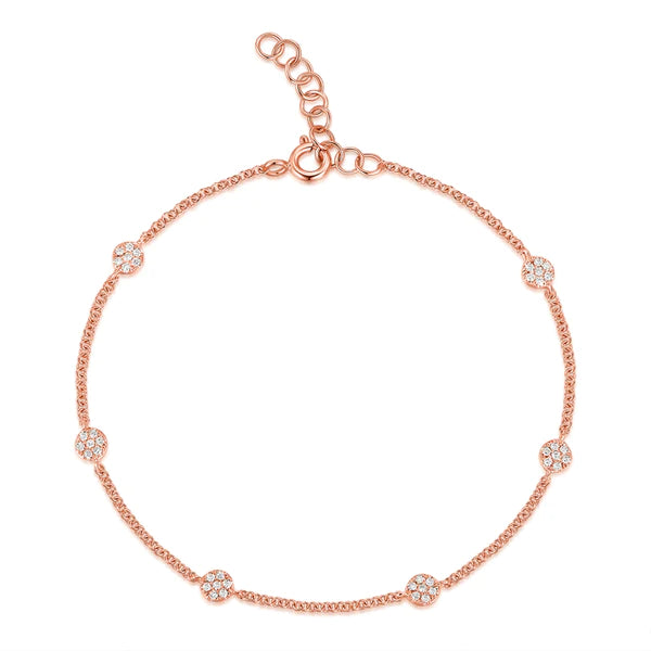 14k gold baby diamond disk bracelet
