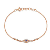 14k gold blue sapphire and diamond evil eye bracelet
