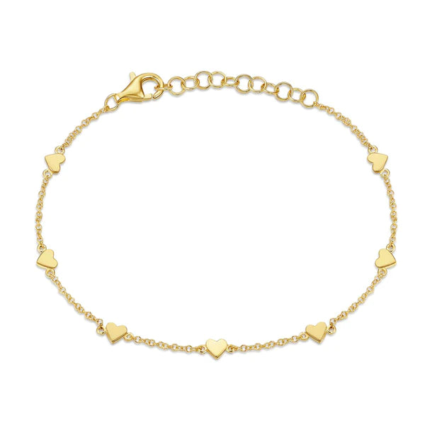 14k gold multi heart bracelet