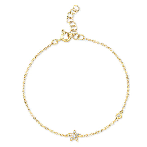 14k gold diamond star and bezel bracelet