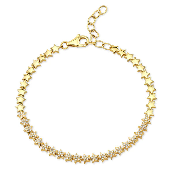 14k gold diamond star bracelet