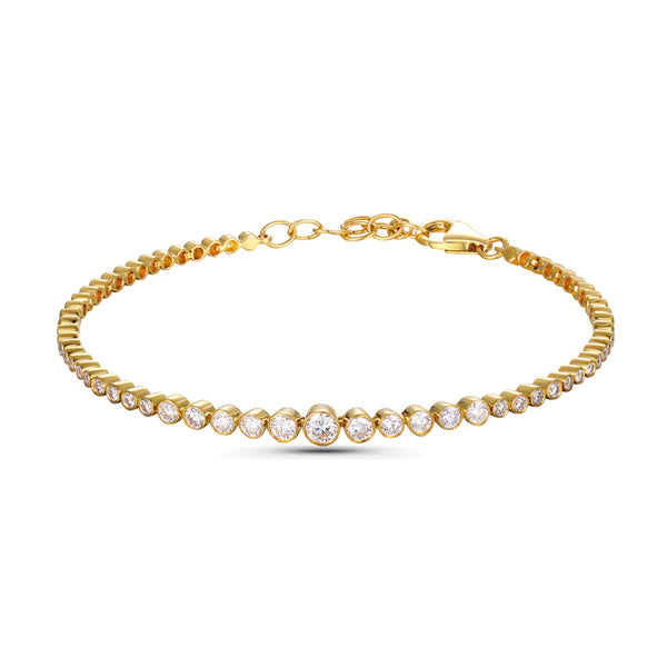 14k gold graduated diamond bezel tennis bracelet