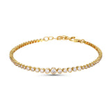 14k gold graduated diamond bezel tennis bracelet