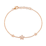 14k gold triple diamond daisy bracelet