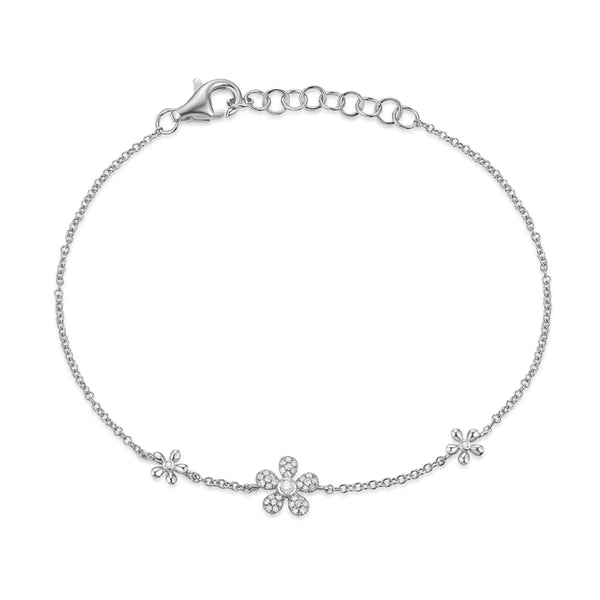 14k gold triple diamond daisy bracelet