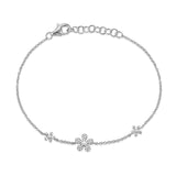 14k gold triple diamond daisy bracelet