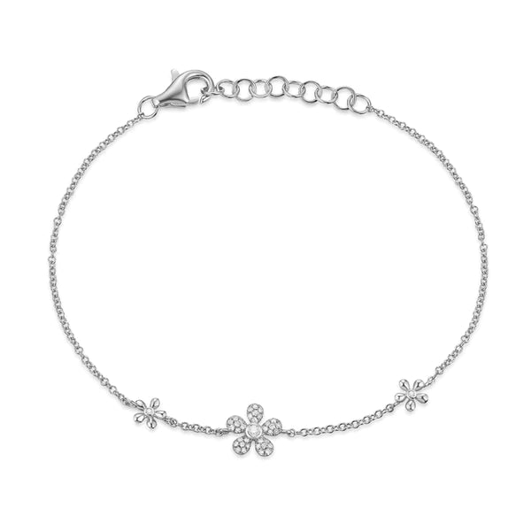 14k gold 3 diamond daisy bracelet
