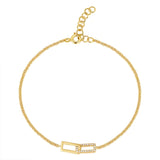 14k gold rectangle link bracelet