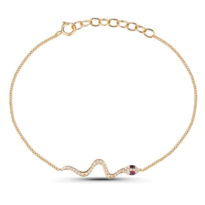 14k gold diamond snake bracelet