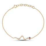 14k gold diamond snake bracelet