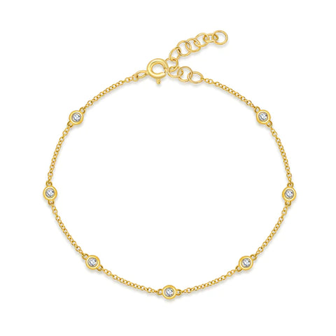 14k gold 7 diamond by the yard bracelet