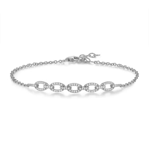 14k gold diamond link chain bracelet