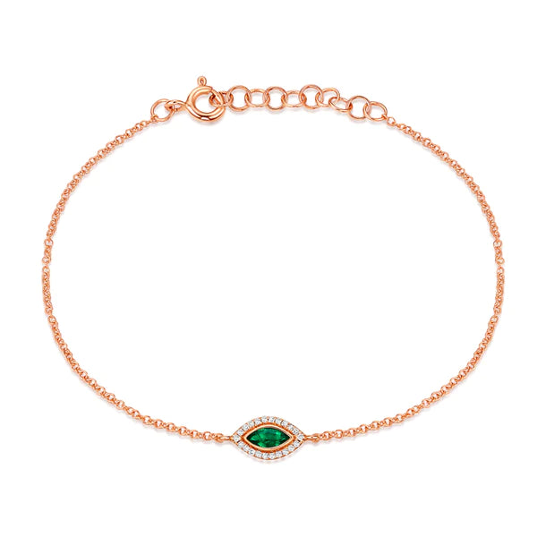 14k gold diamond emerald marquis bracelet