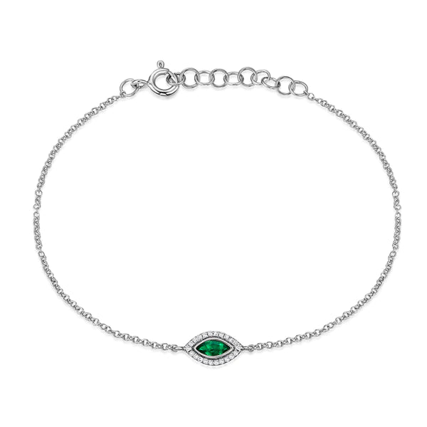 14k gold diamond emerald marquis bracelet
