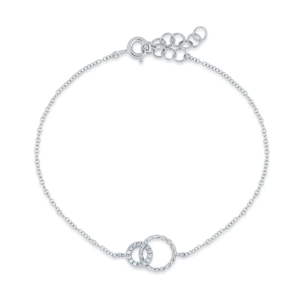 14k gold diamond Double Twist Circle Chain Bracelet