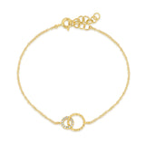 14k gold diamond Double Twist Circle Chain Bracelet