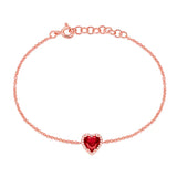 14k gold diamond ruby heart bracelet