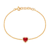 14k gold diamond ruby heart bracelet
